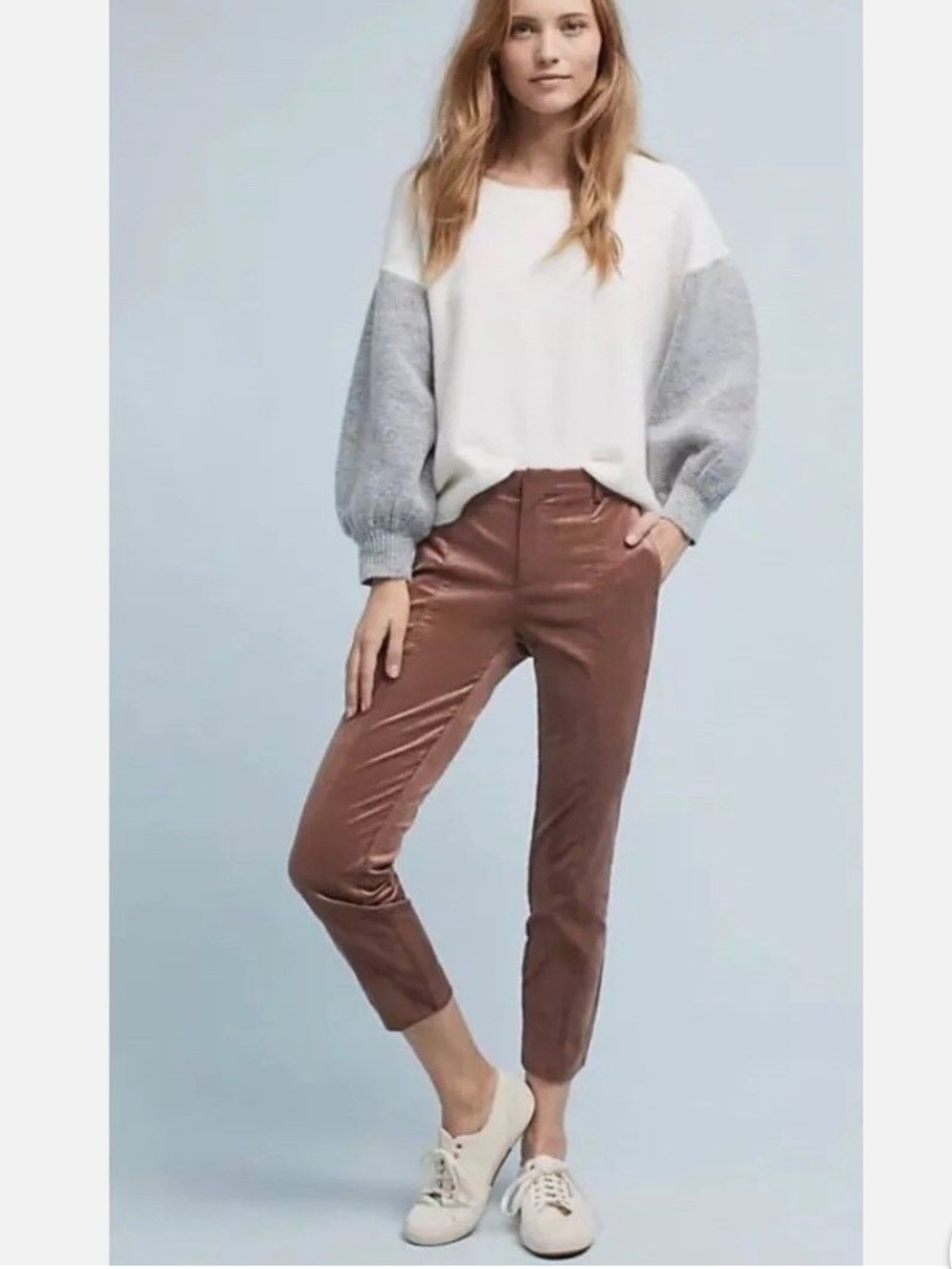 Anthropologie Cropped Metallic Pants